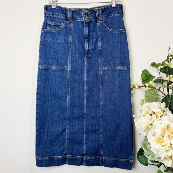 Anthropologie Dresses & Skirts - ANTHROPOLOGIE | pilcro the skipper seamed midi skirt | 12 | medium wash denim